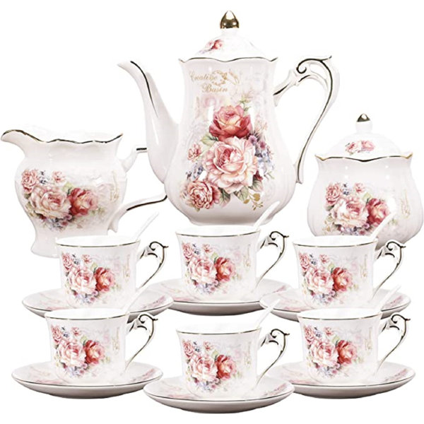 Rosdorf Park Jarvus 46oz. Floral Teapot Set Wayfair